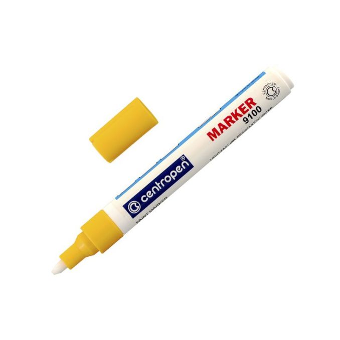 Markere si evidentiatoare - Marker cu vopsea, varf rotund 1-5mm, galben, Centropen 9100 Markere si evidentiatoare - Marker cu vopsea, varf rotund 1-5mm, galben, Centropen 9100