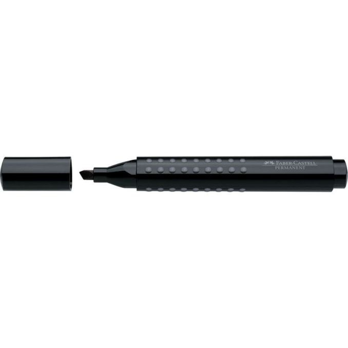 Markere si evidentiatoare - Marker permanent, varf tesit 4.0mm, negru, Faber-Castell 1505 Grip