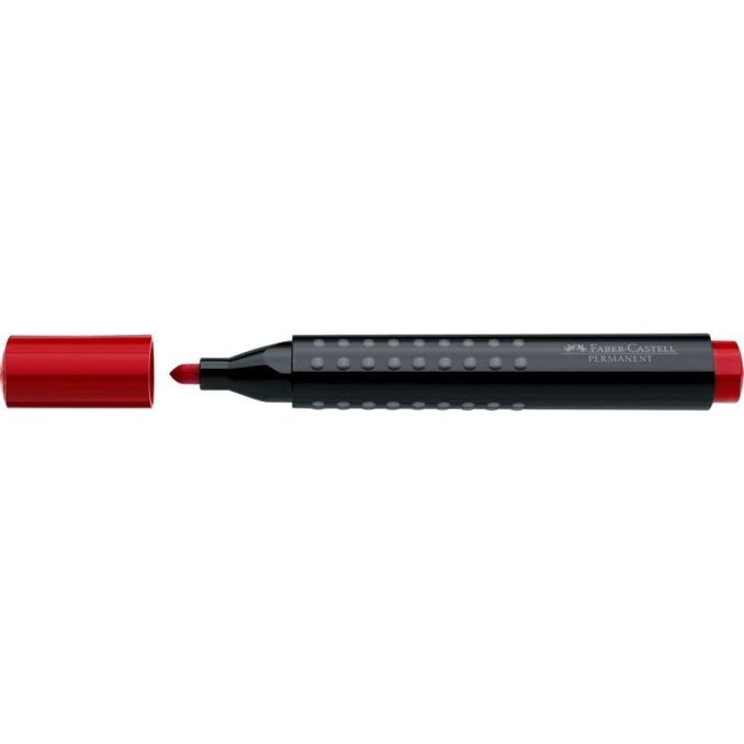 Markere si evidentiatoare - Marker permanent, varf rotund 4.0mm, rosu, Faber-Castell 1504 Grip
