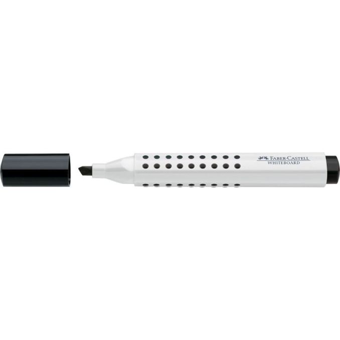 Markere si evidentiatoare - Marker whiteboard, varf tesit 2.2mm, negru, Faber-Castell Grip