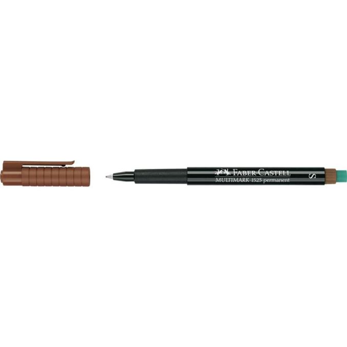 Markere si evidentiatoare - Marker permanent, varf rotund 0.4mm, maro, Faber-Castell Multimark