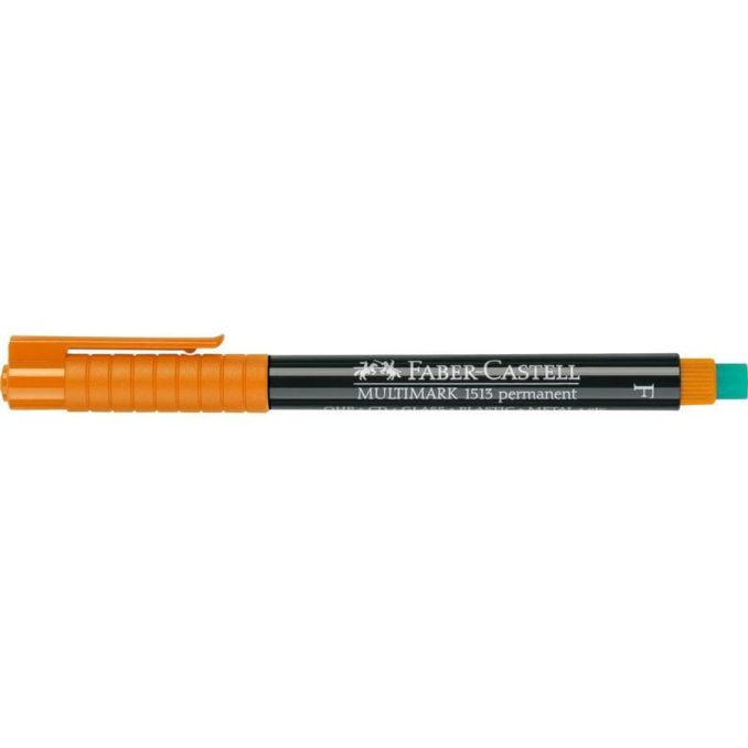 Markere si evidentiatoare - Marker permanent, varf rotund 0.6mm, portocaliu, Faber-Castell Multimark