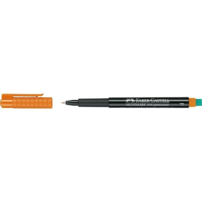 Markere si evidentiatoare - Marker permanent, varf rotund 0.6mm, portocaliu, Faber-Castell Multimark