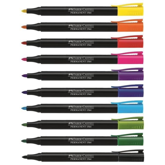 Markere si evidentiatoare - Marker permanent, varf rotund 1.0mm, portocaliu, Faber-Castell 1564 Slim