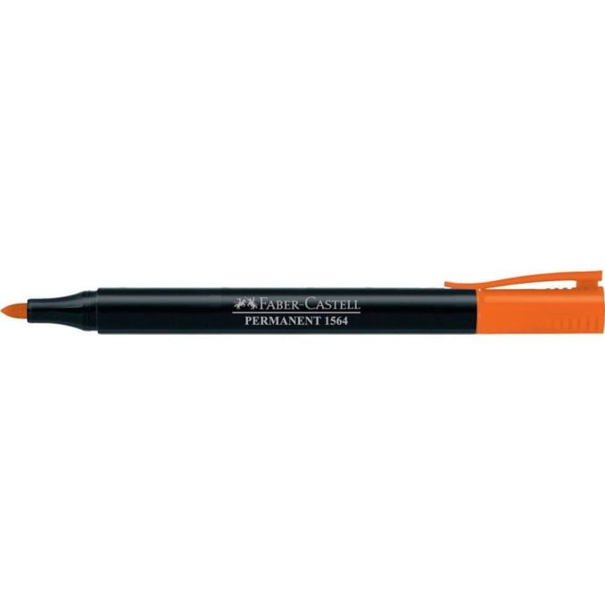 Markere si evidentiatoare - Marker permanent, varf rotund 1.0mm, portocaliu, Faber-Castell 1564 Slim