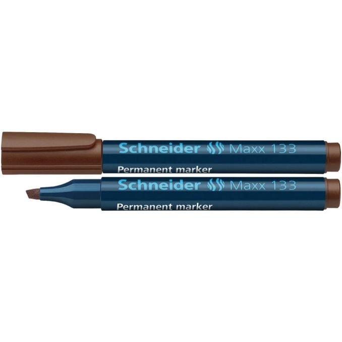 Markere si evidentiatoare - Marker permanent, varf tesit 1-4mm, maro, Schneider Maxx 133