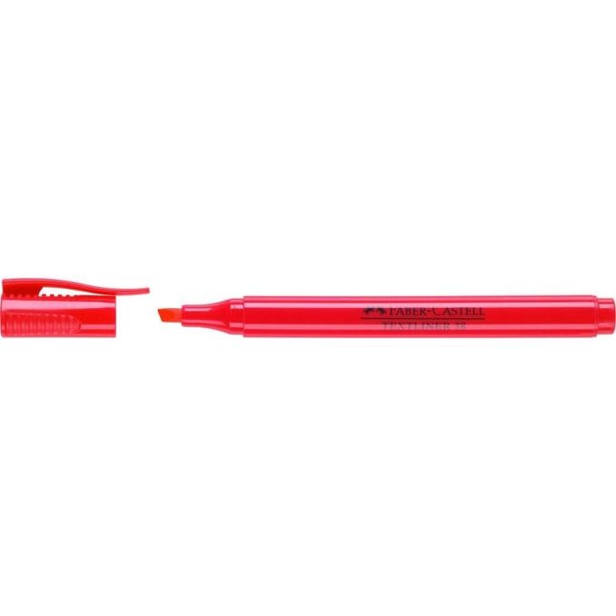 Markere si evidentiatoare - Textmarker, varf tesit 2.0mm, rosu, Faber-Castell 38