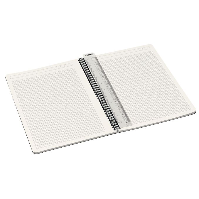 Caiete si blocnotesuri - Caiet cu spira A4, 90 file, coperta PP, matematica, albastru, Leitz Office