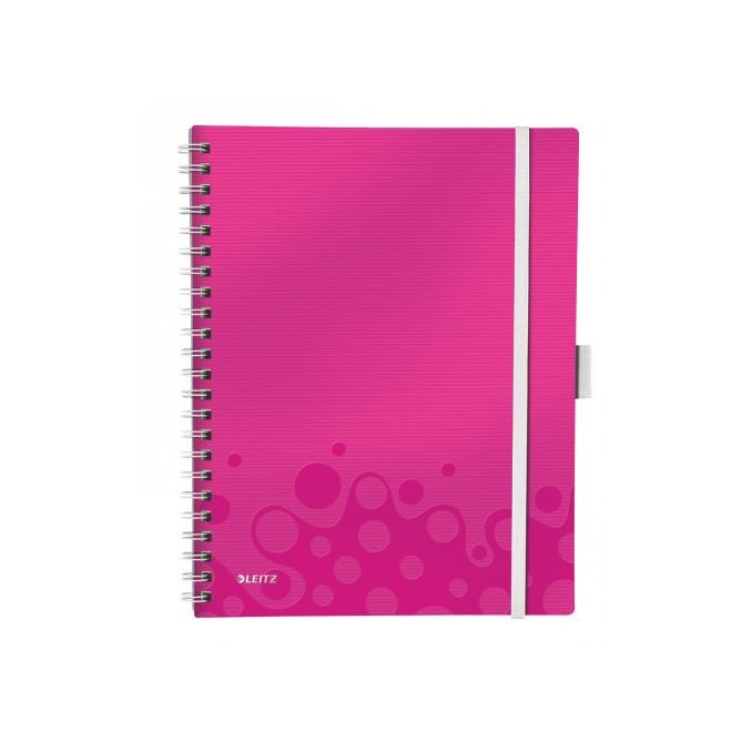 Caiete si blocnotesuri - Caiet cu spira A4, 80 file, coperta PP, matematica, roz metalizat, Leitz WOW Be Mobile Caiete si blocnotesuri - Caiet cu spira A4, 80 file, coperta PP, matematica, roz metalizat, Leitz WOW Be Mobile