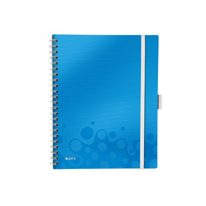 Caiete si blocnotesuri - Caiet cu spira A4, 80 file, coperta PP, dictando, albastru metalizat, Leitz WOW Be Mobile Caiete si blocnotesuri - Caiet cu spira A4, 80 file, coperta PP, dictando, albastru metalizat, Leitz WOW Be Mobile