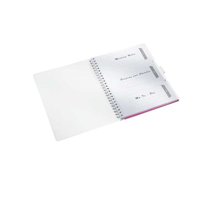 Caiete si blocnotesuri - Caiet cu spira A4, 80 file, coperta PP, dictando, albastru metalizat, Leitz WOW Be Mobile