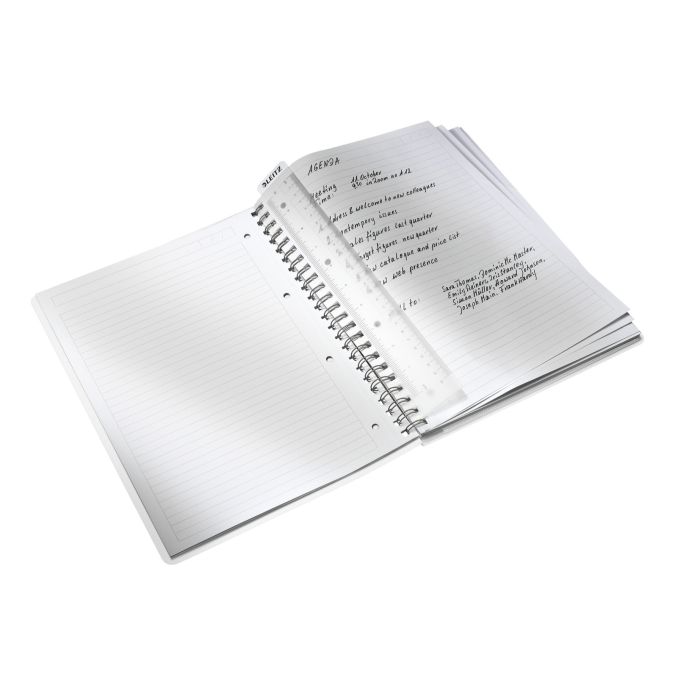 Caiete si blocnotesuri - Caiet cu spira A4, 80 file, coperta PP, dictando, albastru metalizat,  Leitz WOW