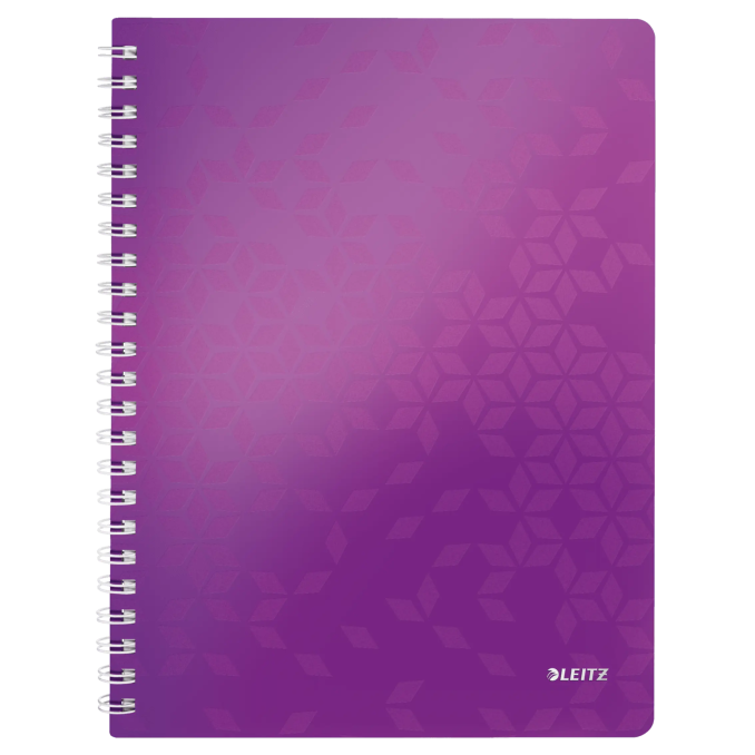 Caiete si blocnotesuri - Caiet cu spira A4, 80 file, coperta PP, dictando, mov metalizat, Leitz WOW