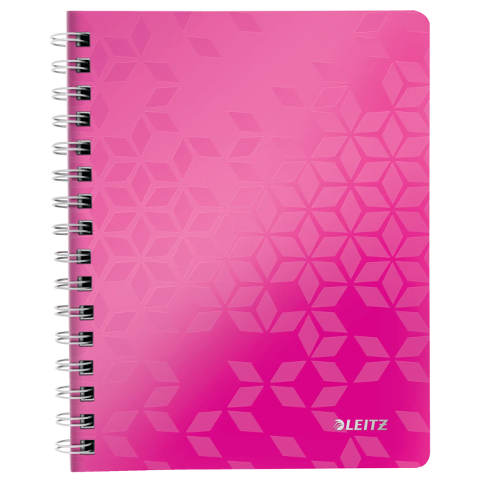 Caiete si blocnotesuri - Caiet cu spira A5, 80 file, coperta PP, matematica, roz metalizat, Leitz WOW Caiete si blocnotesuri - Caiet cu spira A5, 80 file, coperta PP, matematica, roz metalizat, Leitz WOW