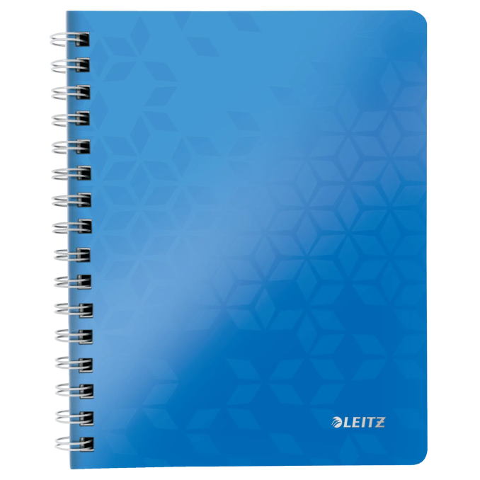 Caiete si blocnotesuri - Caiet cu spira A5, 80 file, coperta PP, matematica, albastru metalizat, Leitz WOW