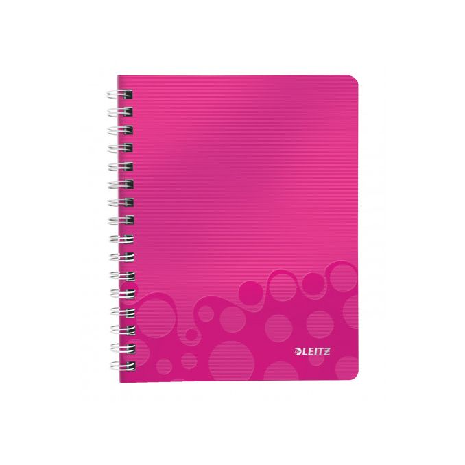 Caiete si blocnotesuri - Caiet cu spira A5, 80 file, coperta PP, dictando, roz metalizat, Leitz WOW Caiete si blocnotesuri - Caiet cu spira A5, 80 file, coperta PP, dictando, roz metalizat, Leitz WOW