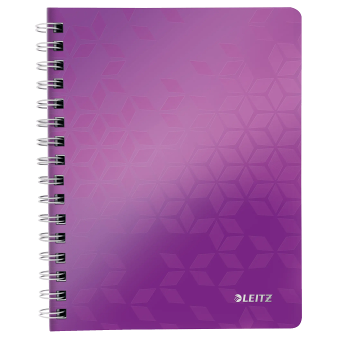 Caiete si blocnotesuri - Caiet cu spira A5, 80 file, coperta PP, dictando, mov metalizat, Leitz WOW