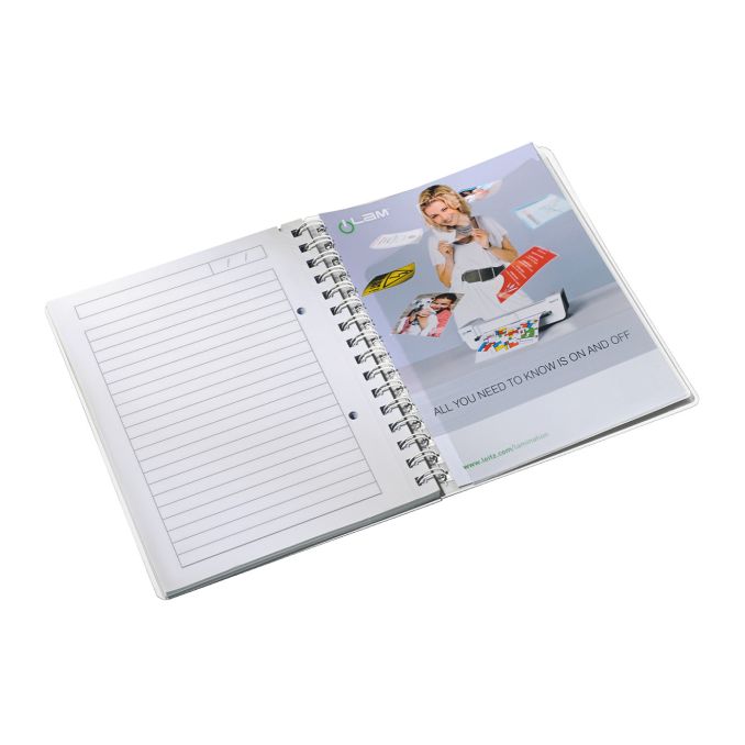 Caiete si blocnotesuri - Caiet cu spira A5, 80 file, coperta PP, dictando, verde metalizat, Leitz WOW