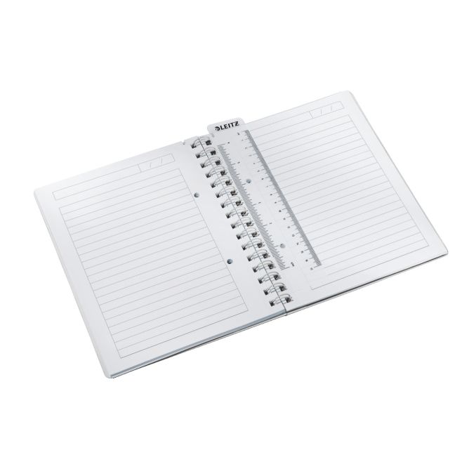 Caiete si blocnotesuri - Caiet cu spira A5, 80 file, coperta PP, dictando, verde metalizat, Leitz WOW