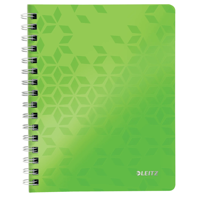 Caiete si blocnotesuri - Caiet cu spira A5, 80 file, coperta PP, dictando, verde metalizat, Leitz WOW