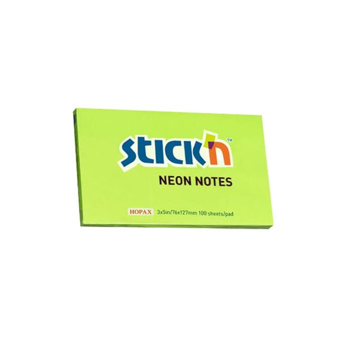 Notite adezive & Cuburi hartie - Notes autoadeziv, 76x127mm, 100 file/set, verde neon, Stick'n Notite adezive & Cuburi hartie - Notes autoadeziv, 76x127mm, 100 file/set, verde neon, Stick'n