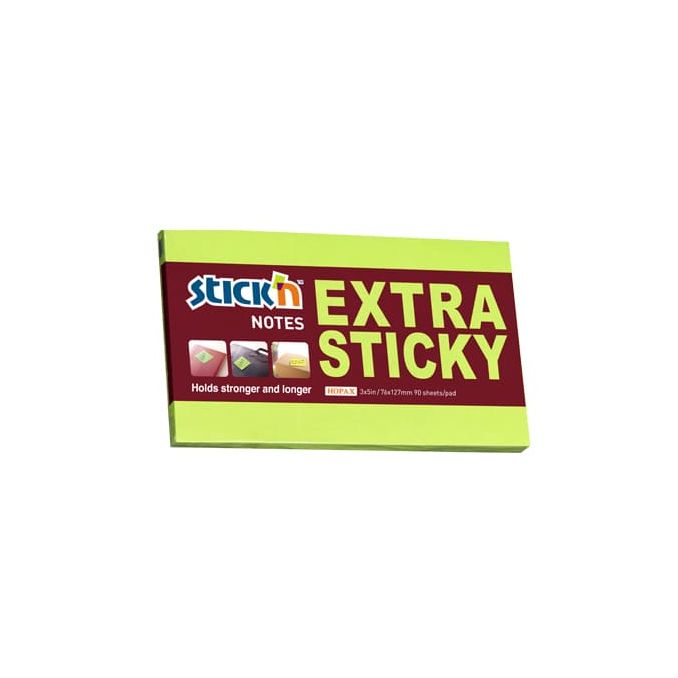 Notite adezive & Cuburi hartie - Notes autoadeziv extra-sticky, 76x127mm, 90 file/set, verde neon, Stick'n Notite adezive & Cuburi hartie - Notes autoadeziv extra-sticky, 76x127mm, 90 file/set, verde neon, Stick'n