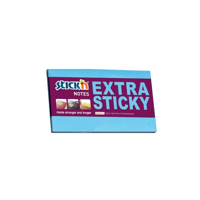 Notite adezive & Cuburi hartie - Notes autoadeziv extra-sticky, 76x127mm, 90 file/set, albastru neon, Stick'n Notite adezive & Cuburi hartie - Notes autoadeziv extra-sticky, 76x127mm, 90 file/set, albastru neon, Stick'n