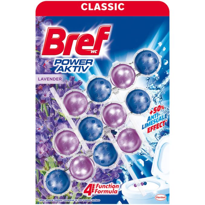 Detergenti si odorizante baie - Odorizant pentru vasul toaletei, 3 buc x 50g/pachet, aktiv lavender, Bref