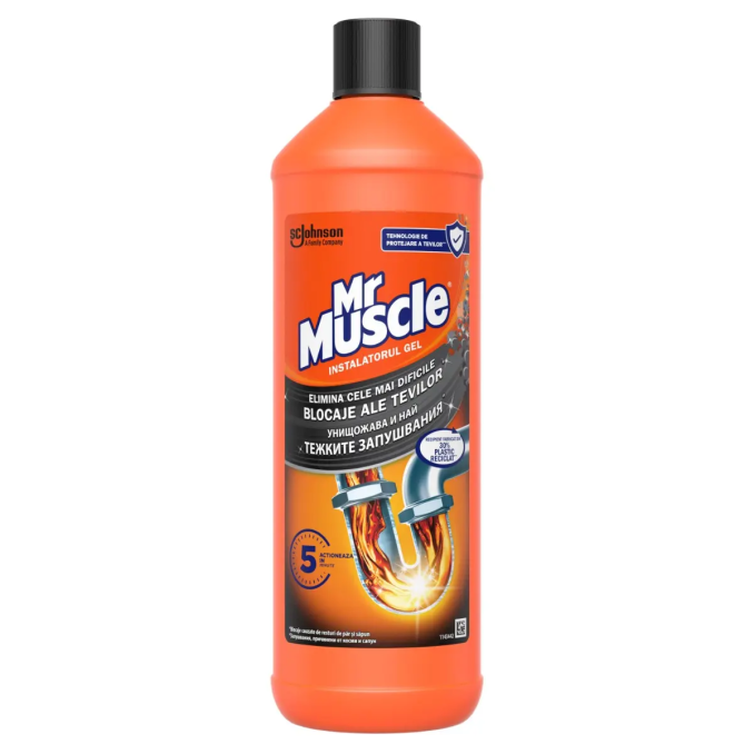 Detergenti si odorizante baie - Solutie desfundat tevi, gel, 1L, Mr. Muscle Detergenti si odorizante baie - Solutie desfundat tevi, gel, 1L, Mr. Muscle