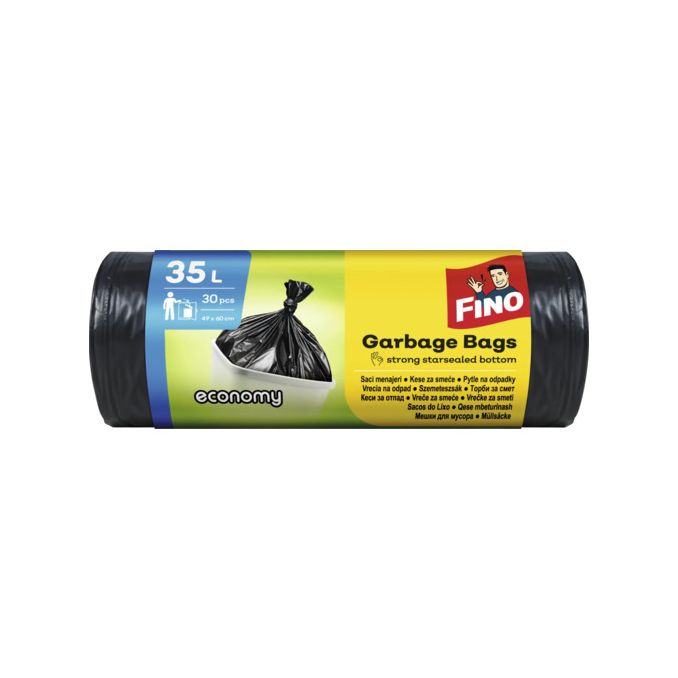 Produse de curatenie - Saci menajeri, 35L, 49x60cm, 30 buc/rola, Fino Economy Produse de curatenie - Saci menajeri, 35L, 49x60cm, 30 buc/rola, Fino Economy
