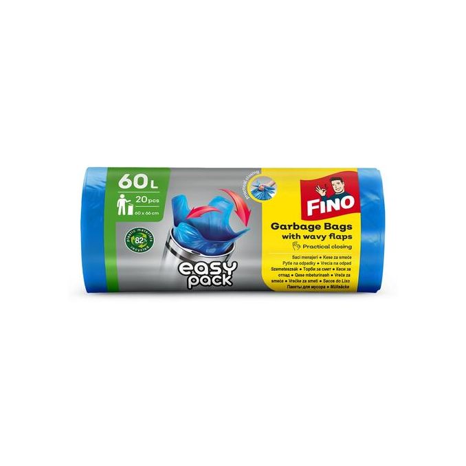 Produse de curatenie - Saci menajeri, 60L, 20 buc/rola, Fino Easy Pack Produse de curatenie - Saci menajeri, 60L, 20 buc/rola, Fino Easy Pack