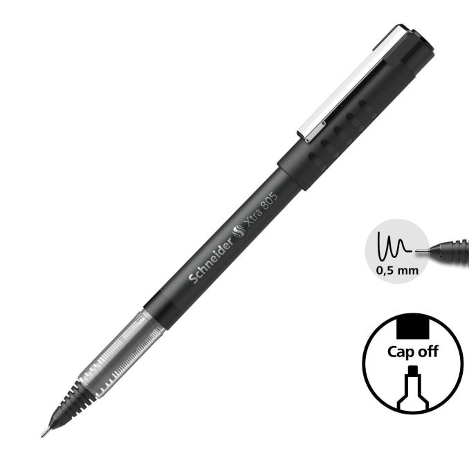 Rollere - Roller cu cerneala, varf 0.5mm, negru, Schneider Xtra 805 Rollere - Roller cu cerneala, varf 0.5mm, negru, Schneider Xtra 805