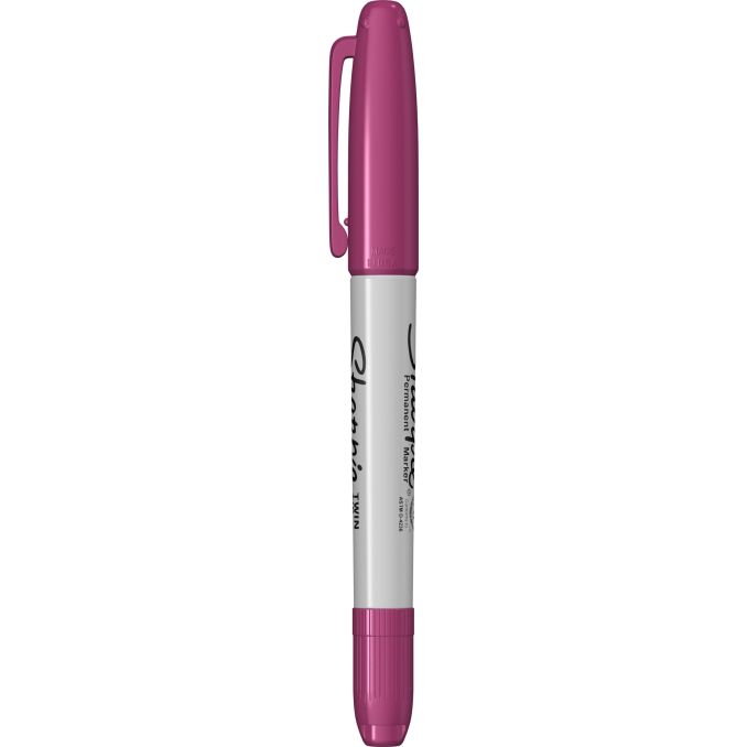 Markere si evidentiatoare - Marker permanent, 2 capete, varf fin 0.5/0.9mm, berry, Sharpie Twin Tip