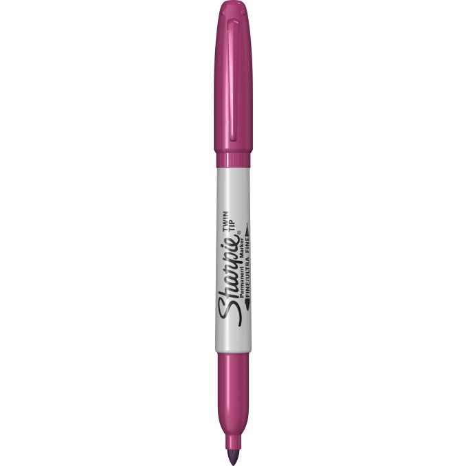 Markere si evidentiatoare - Marker permanent, 2 capete, varf fin 0.5/0.9mm, berry, Sharpie Twin Tip