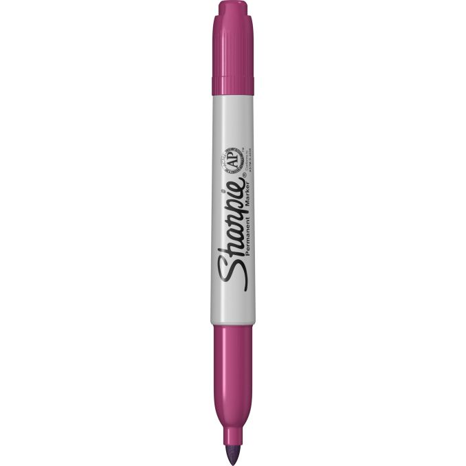 Markere si evidentiatoare - Marker permanent, 2 capete, varf fin 0.5/0.9mm, berry, Sharpie Twin Tip