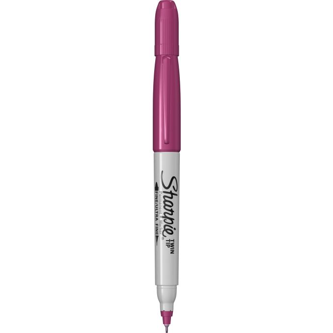 Markere si evidentiatoare - Marker permanent, 2 capete, varf fin 0.5/0.9mm, berry, Sharpie Twin Tip