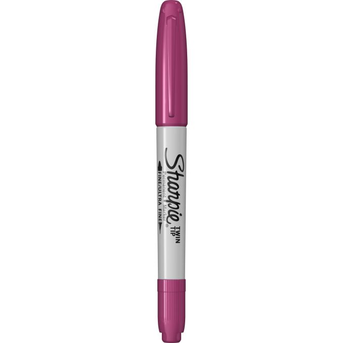 Markere si evidentiatoare - Marker permanent, 2 capete, varf fin 0.5/0.9mm, berry, Sharpie Twin Tip