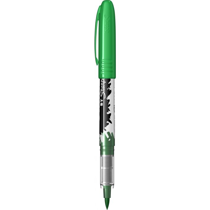 Markere si evidentiatoare - Marker pentru textile, varf tip pensula 4.5mm, verde, Sharpie Stainer Brush