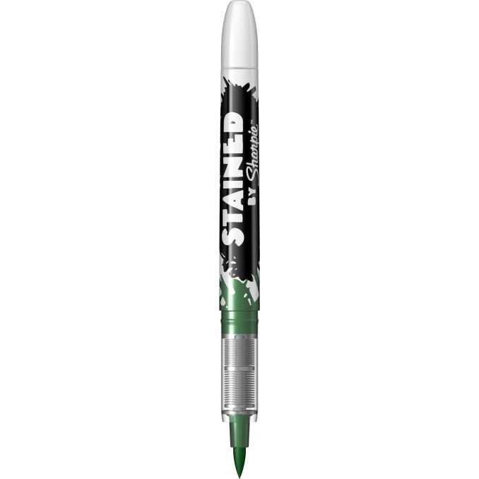 Markere si evidentiatoare - Marker pentru textile, varf tip pensula 4.5mm, verde, Sharpie Stainer Brush