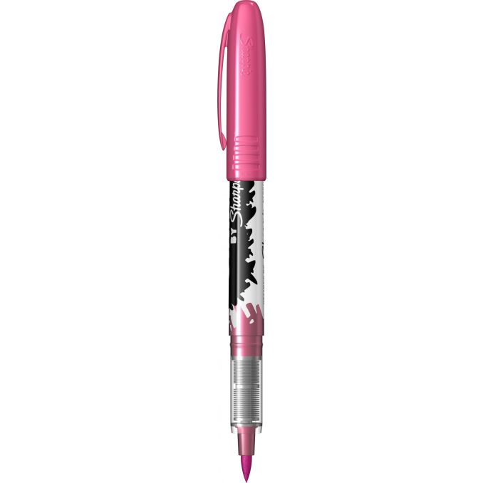 Markere si evidentiatoare - Marker pentru textile, varf tip pensula 4.5mm, roz, Sharpie Stainer Brush