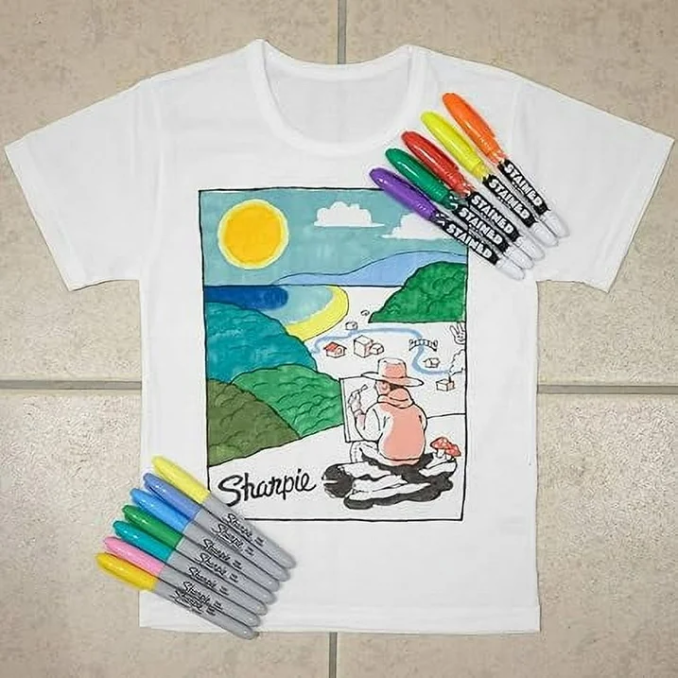 Markere si evidentiatoare - Marker pentru textile, varf tip pensula 4.5mm, roz, Sharpie Stainer Brush