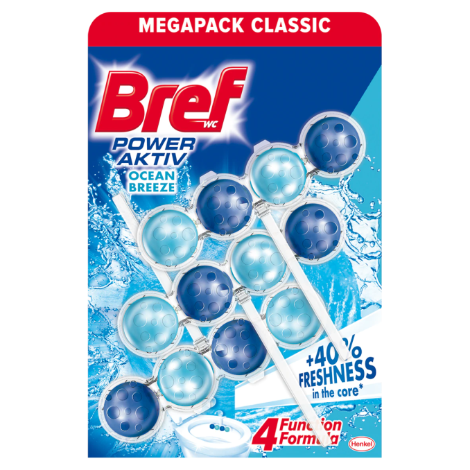 Detergenti si odorizante baie - Odorizant pentru vasul toaletei, 3 buc x 50g/pachet, aktiv ocean, Bref Detergenti si odorizante baie - Odorizant pentru vasul toaletei, 3 buc x 50g/pachet, aktiv ocean, Bref