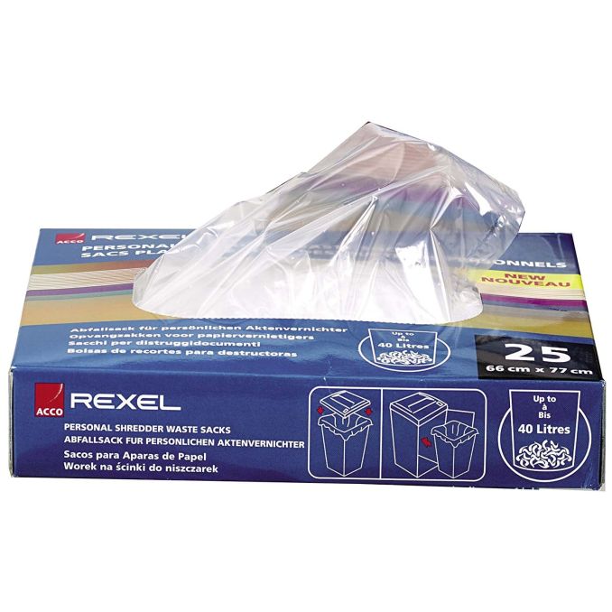 Distrugatoare de documente, accesorii - Pungi plastic pentru distrugatoare documente, 175L, 100 buc/set, Rexel Auto+ 750M/750X/600M/600X