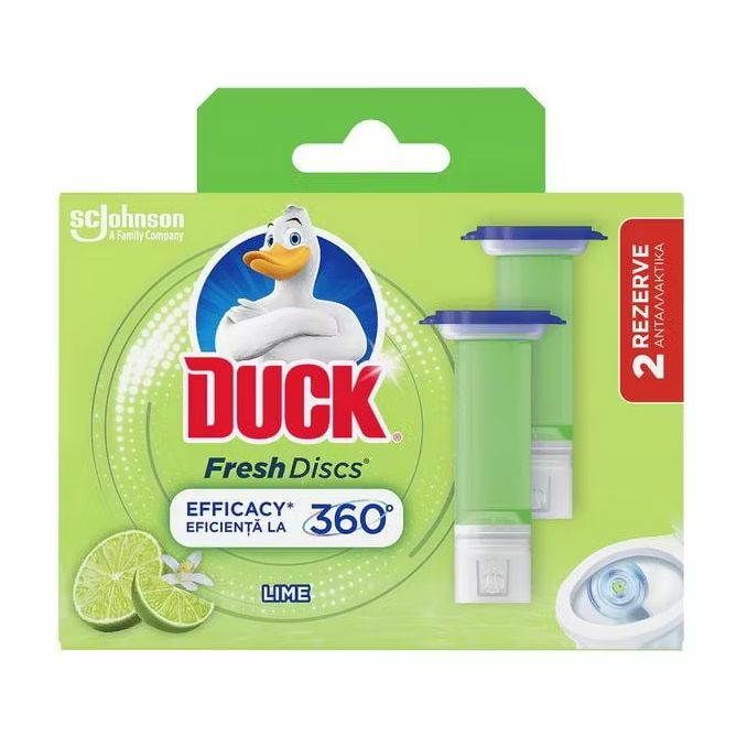 Detergenti si odorizante baie - Rezerva cu gel, pentru vasul toaletei, 2x36ml, twin lime, Duck Fresh Discs Detergenti si odorizante baie - Rezerva cu gel, pentru vasul toaletei, 2x36ml, twin lime, Duck Fresh Discs