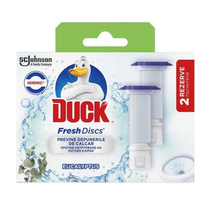 Detergenti si odorizante baie - Rezerva cu gel, pentru vasul toaletei, 2x36ml, twin active eucalyptus, Duck Fresh Discs Detergenti si odorizante baie - Rezerva cu gel, pentru vasul toaletei, 2x36ml, twin active eucalyptus, Duck Fresh Discs