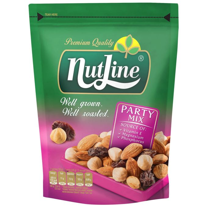 Mix de stafide, alune de padure si migdale coapte si sarate, 150g, Nutline Party Mix, 1 Mix de stafide, alune de padure si migdale coapte si sarate, 150g, Nutline Party Mix, 1