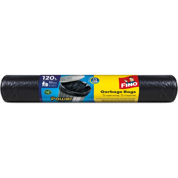Produse de curatenie - Saci menajeri, 120L, 10 buc/rola, Fino Power Produse de curatenie - Saci menajeri, 120L, 10 buc/rola, Fino Power