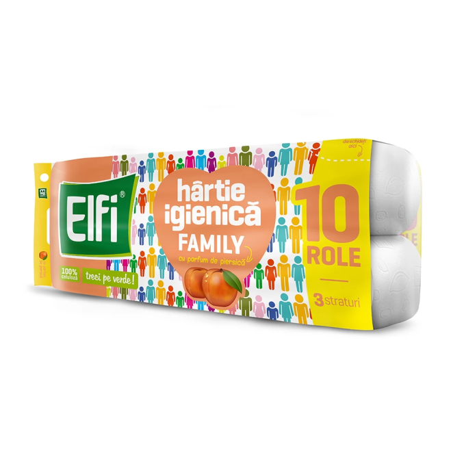 Hartie igienica, prosoape si servetele - Hartie igienica, 3 straturi, 10 role/pachet, Elfi Family Hartie igienica, prosoape si servetele - Hartie igienica, 3 straturi, 10 role/pachet, Elfi Family