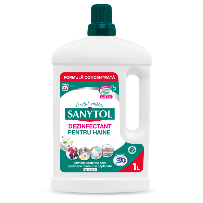 Detergenti pentru rufe - Dezinfectant fara clor pentru haine, 1L, Sanytol - Distruge bacterii/fungi/virusi Detergenti pentru rufe - Dezinfectant fara clor pentru haine, 1L, Sanytol - Distruge bacterii/fungi/virusi