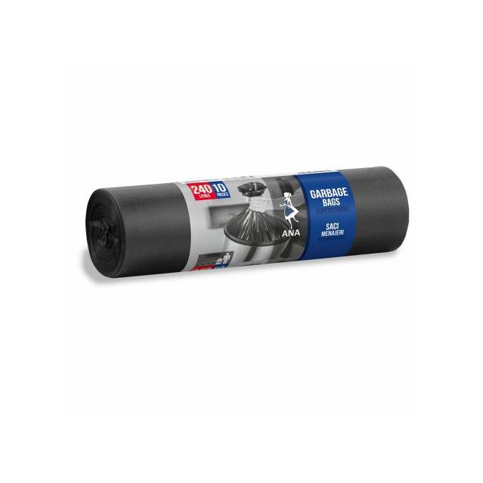 Produse de curatenie - Saci menajeri ultrarezistenti, 240L, 10 buc/rola, LDPE, Anna